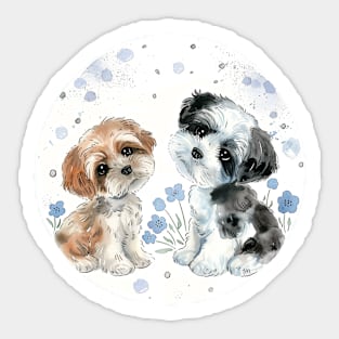 Two cute puppies Sticker